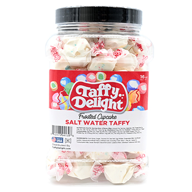 Taffy Delight Frosted Cupcake Salt Water Taffy 16oz Jar 